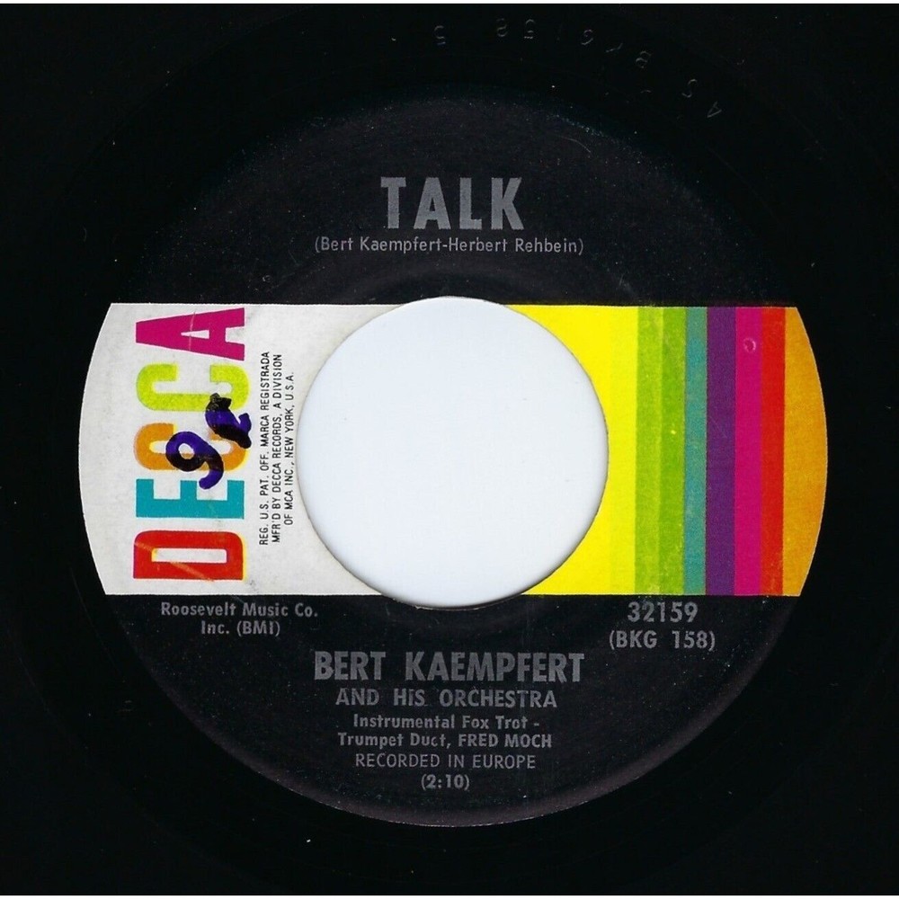 Bert Kaempfert 45 Talk / Night Dreams on Decca EX Easy Listening